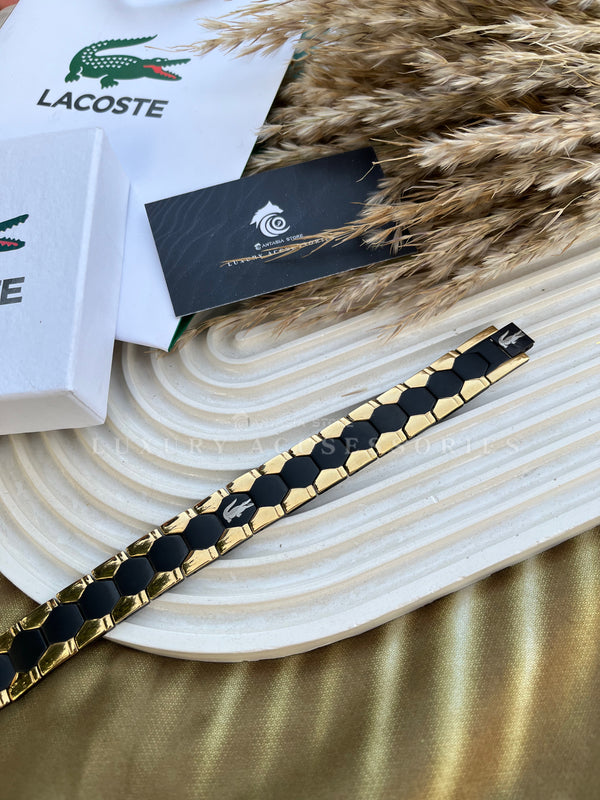 Wide Black-Gold Lacoste