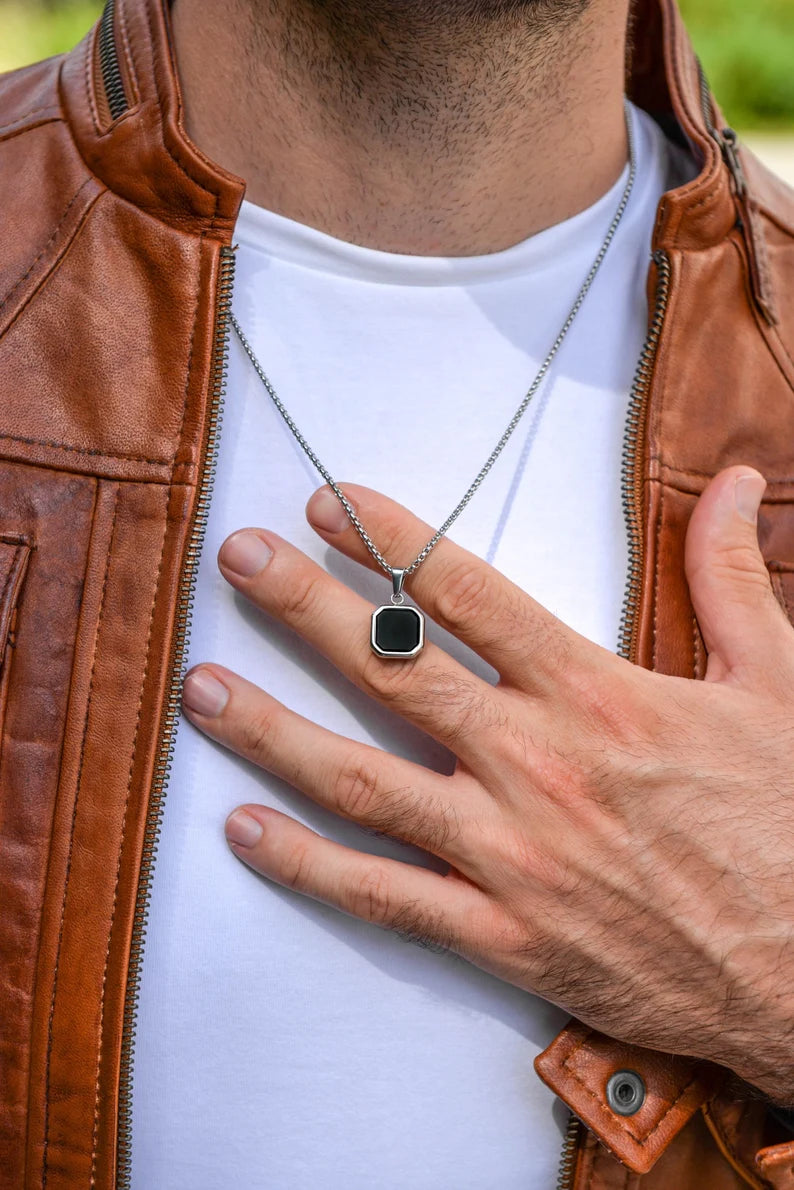 Square Necklace “ Double face”