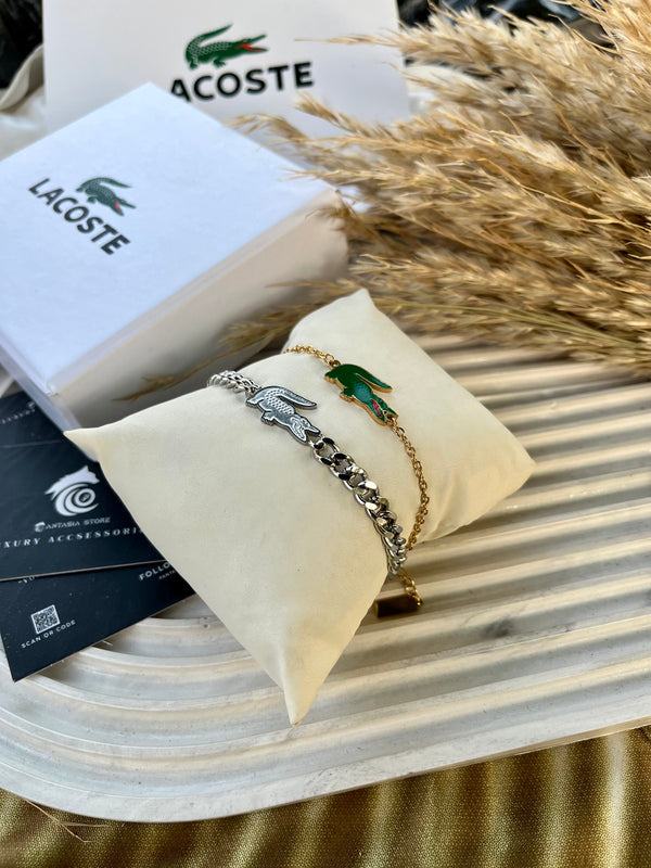 Sliver-green couple’s Lacoste