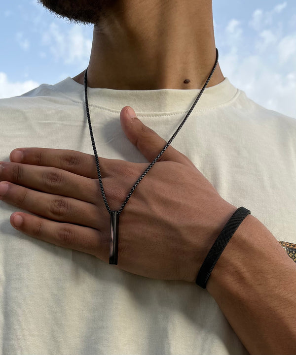 Necklace + bracelet “Black-gold-silver”