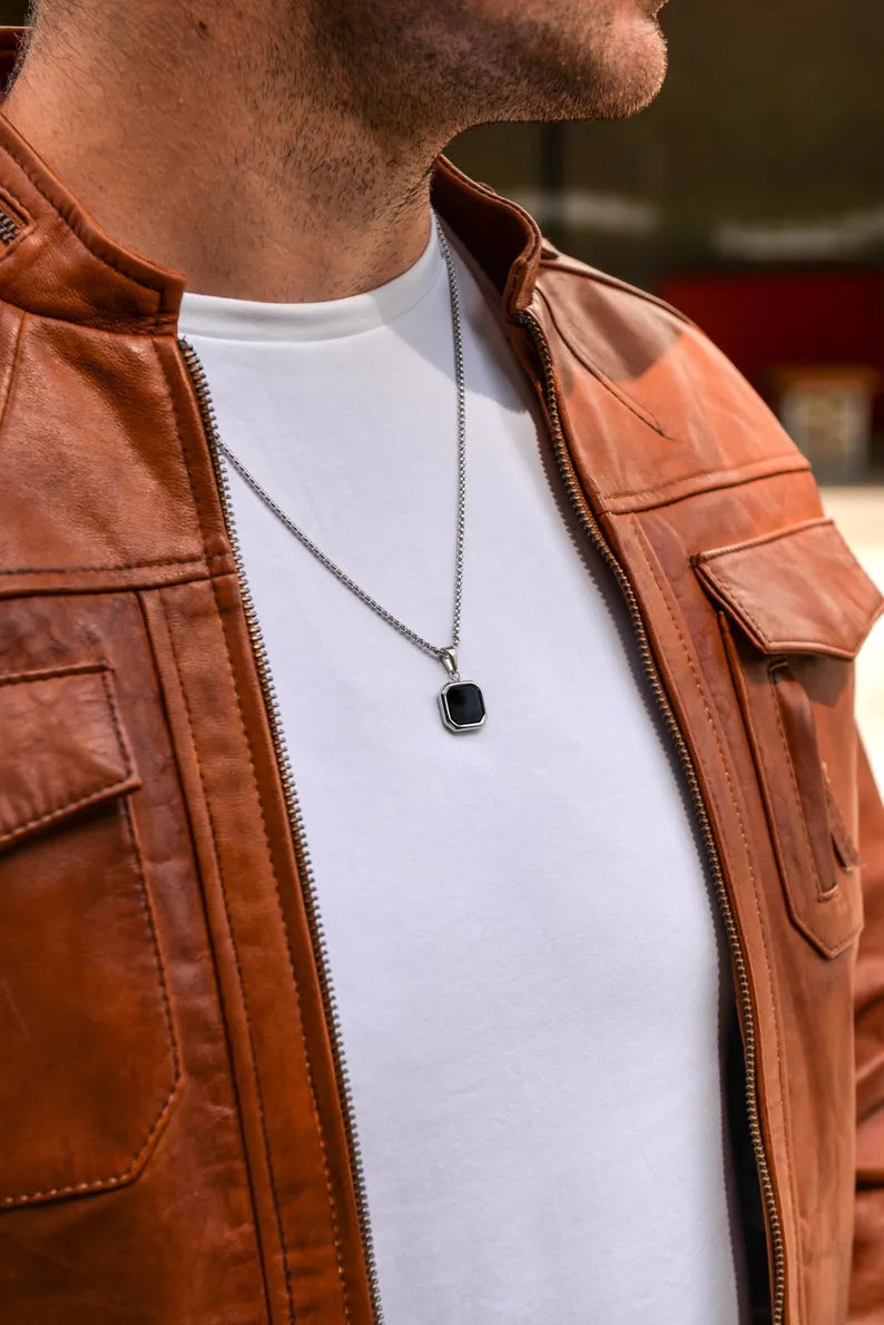 Square Necklace “ Double face”