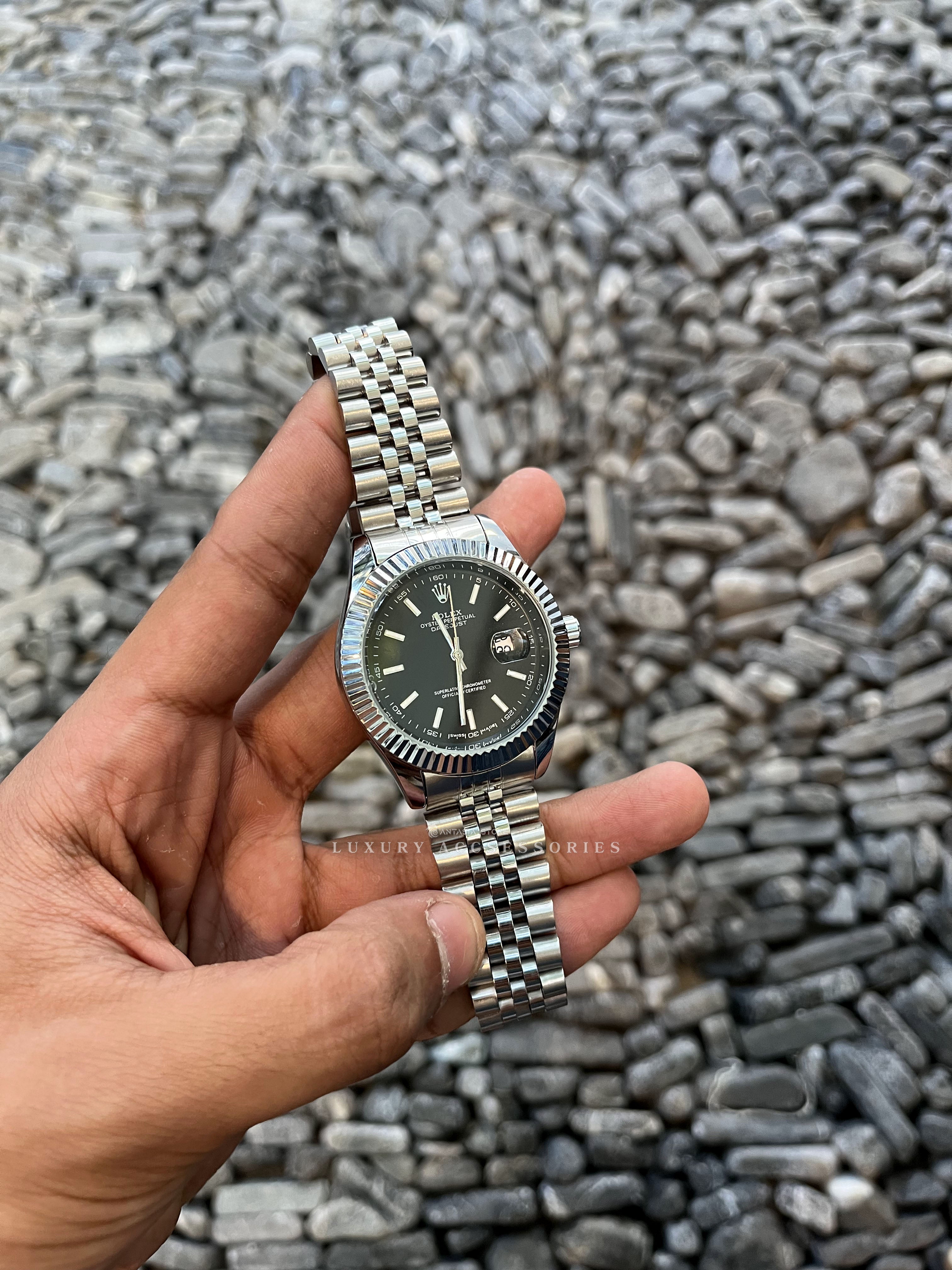 Rolex Silver-Black Watch