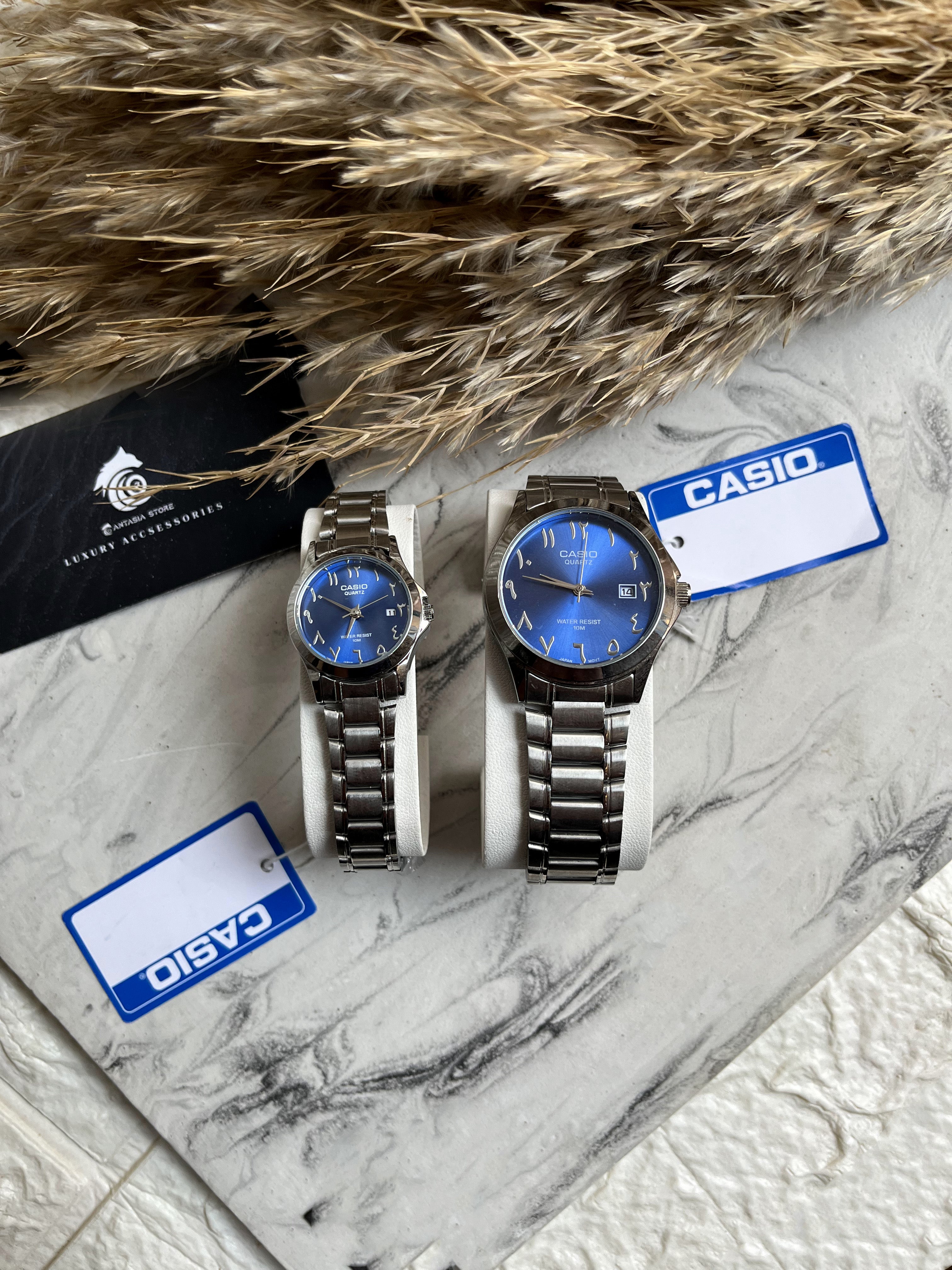 Couples Arabic Casio-Blue&silver