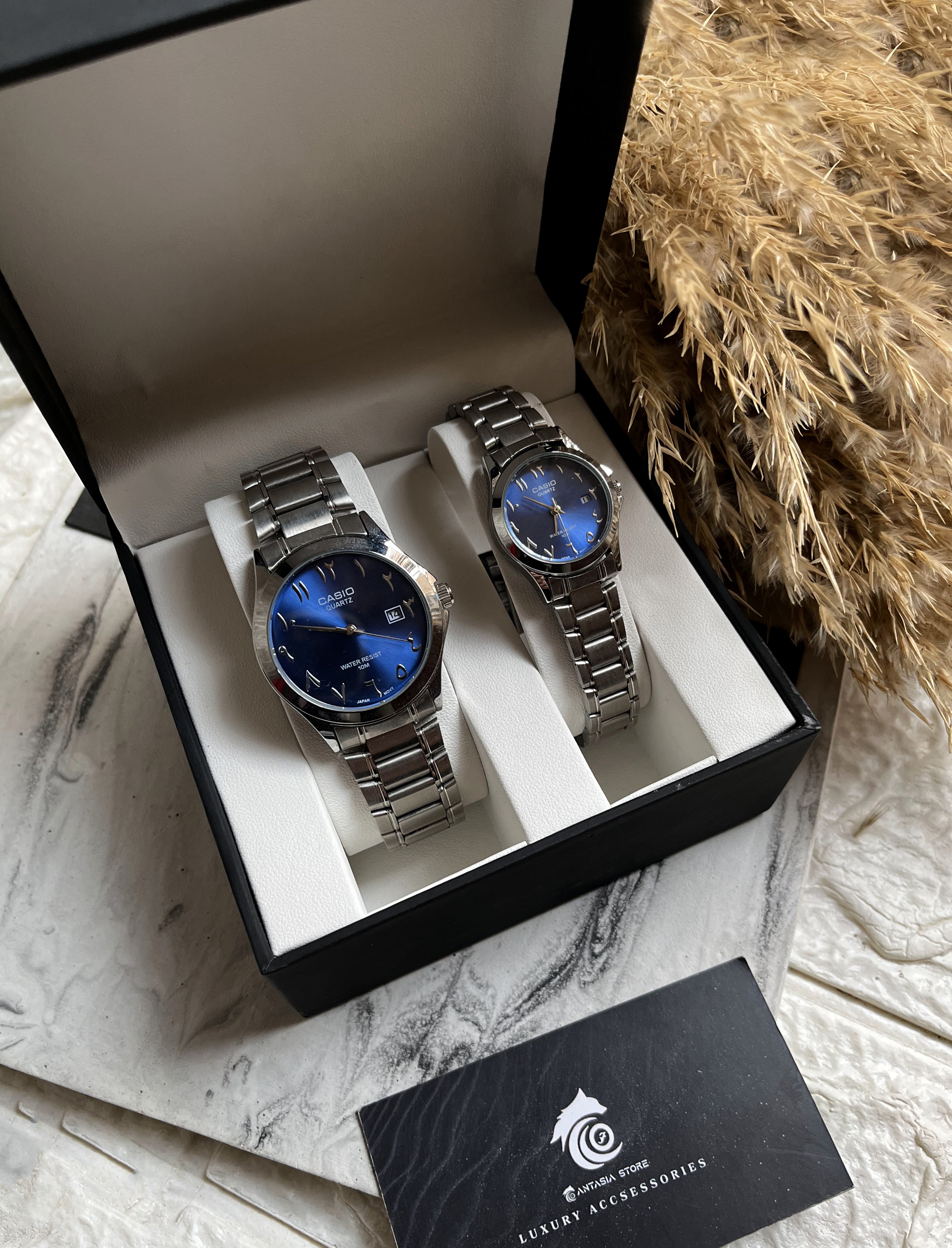 Couples Arabic Casio-Blue&silver