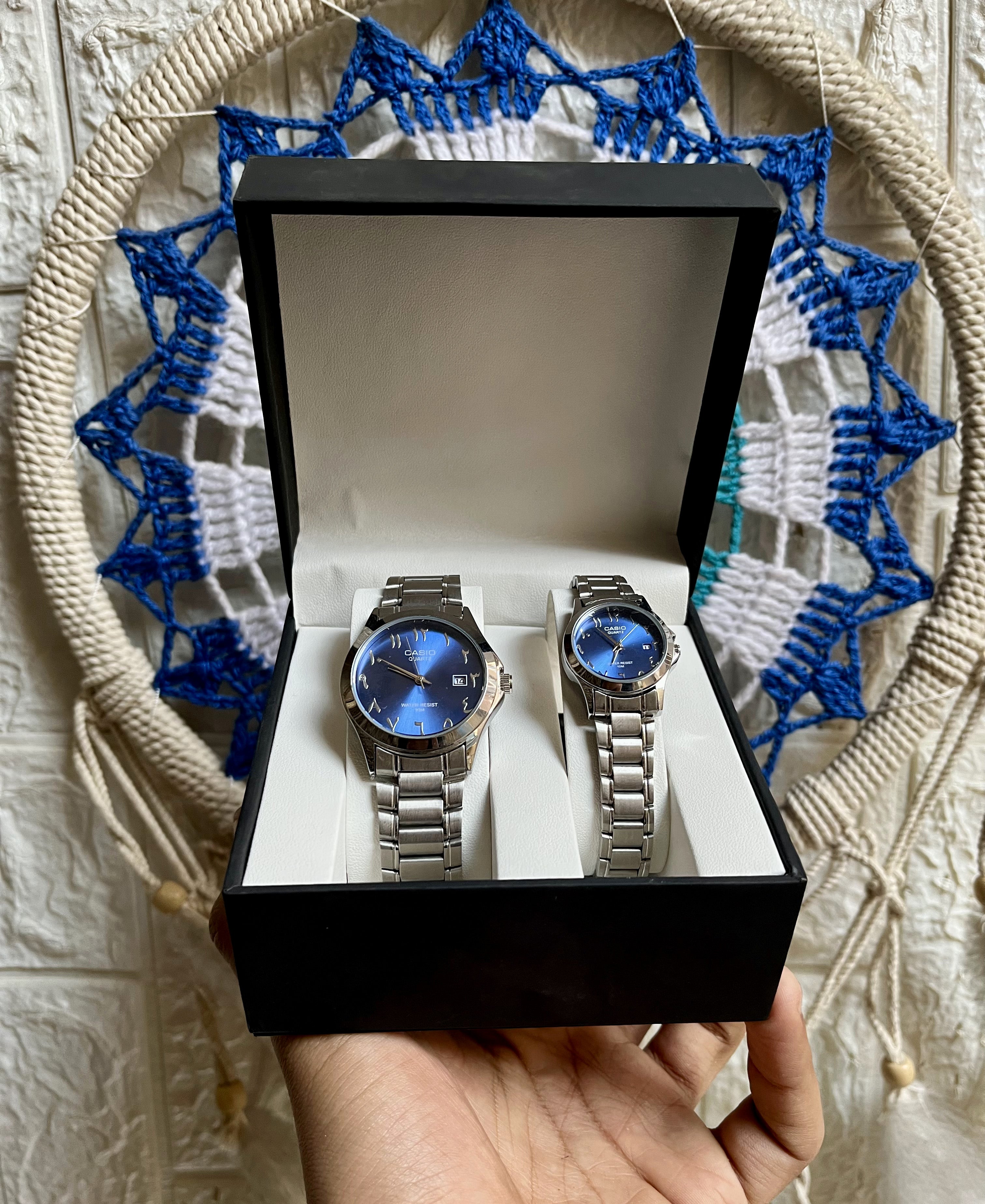 Couples Arabic Casio-Blue&silver